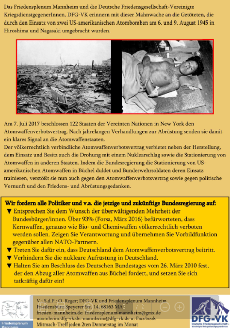 Hiroshima-Mahnwachen 2017 Flyerrückseite