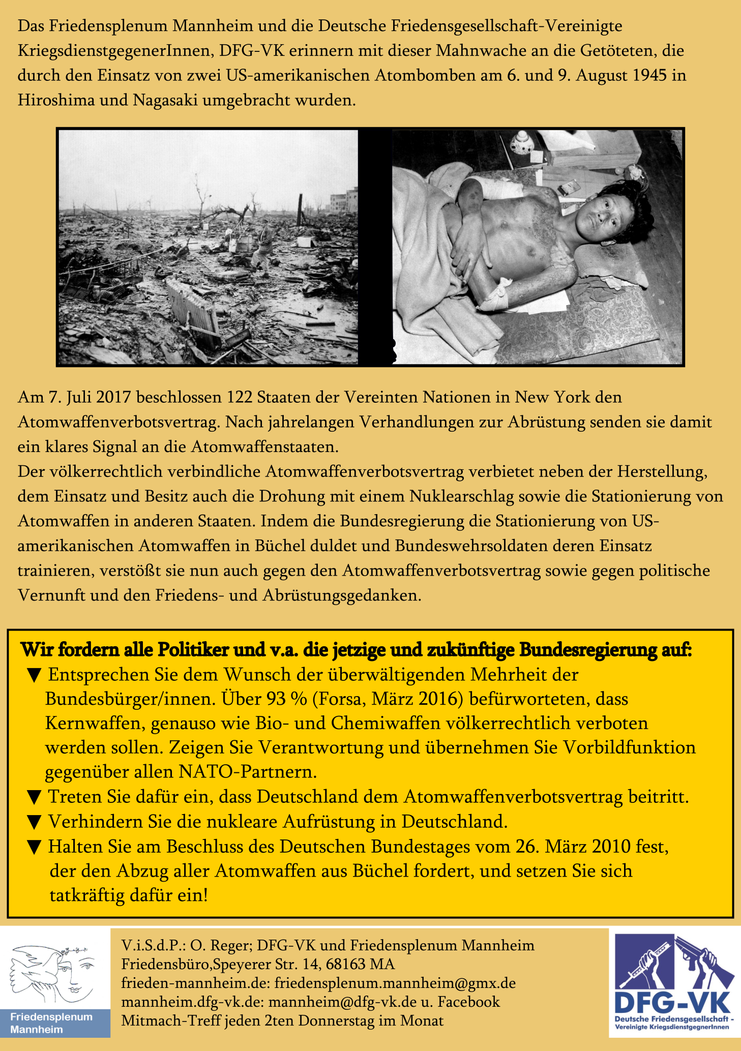 Flyer Hiroshima-Mahnwache 2018 Rückseite