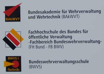 Logos von Bundesakademie für Wehrverwaltung und Wehrtechnik, Fachhochschule der Bundeswehrverwaltung und Bundeswehrverwaltungsschule Technik
